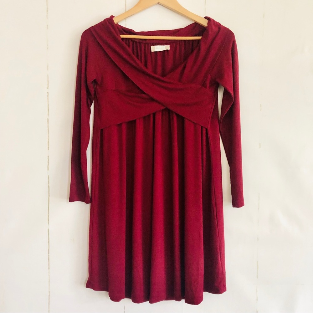 Altar’d State Burgundy Babydoll Dress